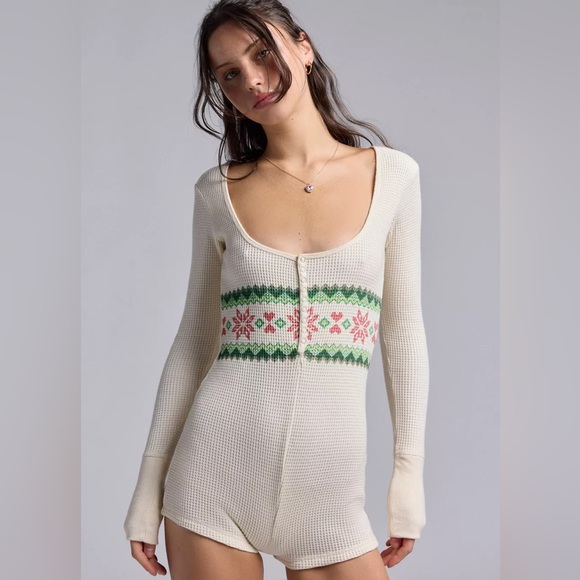 Urban Outfitters Other - Urban Outfitters Out From Under Fairisle Romper S NWOT